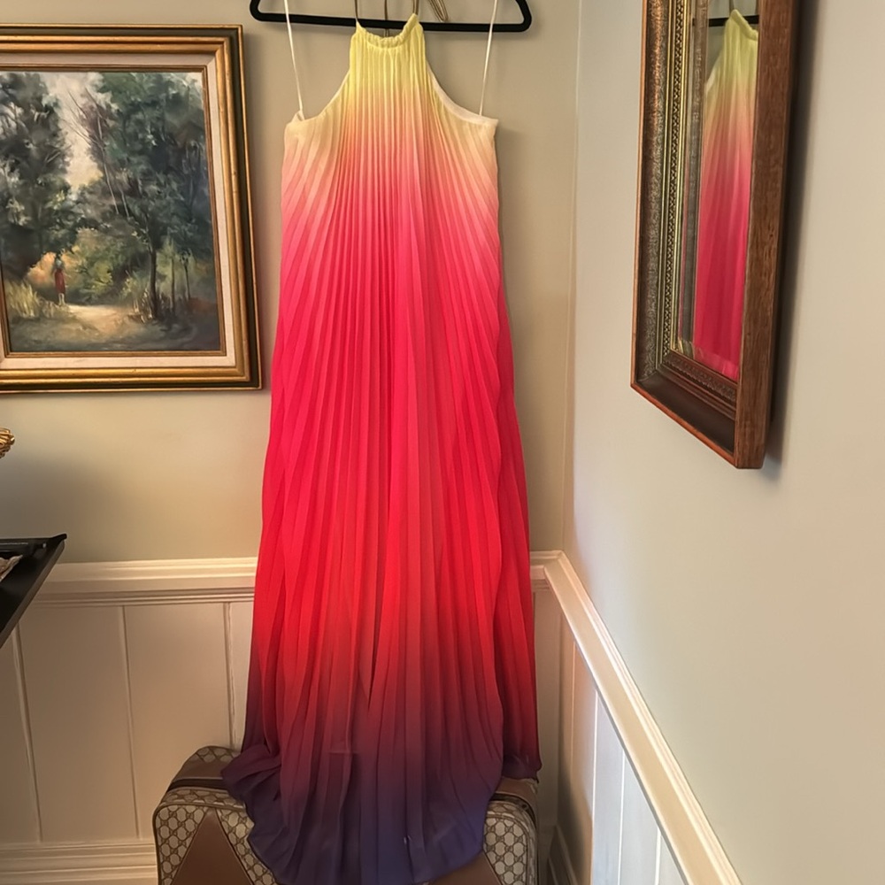 NEW Akira Rainbow Ombre Medium Halter Bella Maxi Dress Resort Mermaid costume - Picture 2 of 8